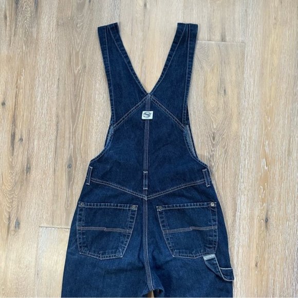 Vintage Silver Jeans Denim Overalls Flare Leg Dark Wash 90's Y2K - Size 1/33 - Picture 4 of 12